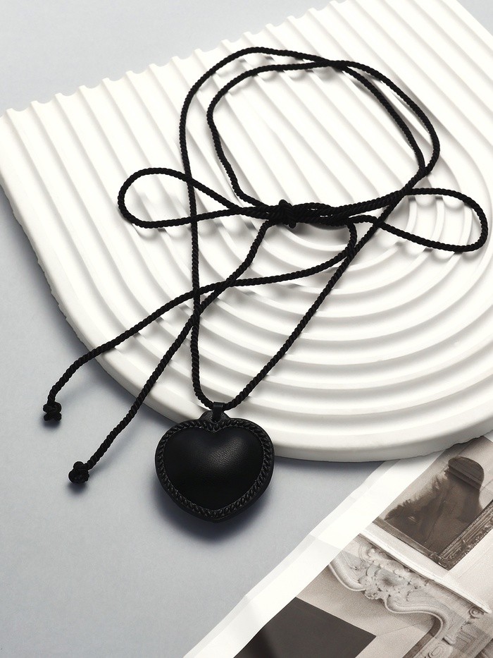 Портупея с кулоном «Сердечко» кожа, трансформер, чёрная, 150 см