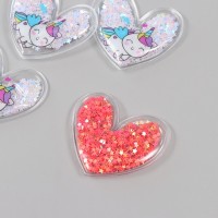 Шейкер для творчества PVC "Сердце с единорогом" с глиттером МИКС 4,5х5 см