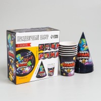 Набор бумажной посуды «С Днём рождения», stars