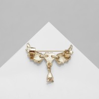 Брошь «Сердце» крылатое, цвет белый в золоте