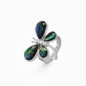 Кольцо безразмерное «Стрекоза», галиотис, зелёное в серебре