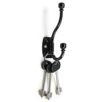 Крючок мебельный ТУНДРА TKd=031, двухрожковый, черный металлик