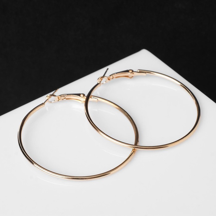 Серьги кольца QF «Классика», d=5 см, цвет золото Серьги кольца QF «Классика», d=5 см, цвет золото