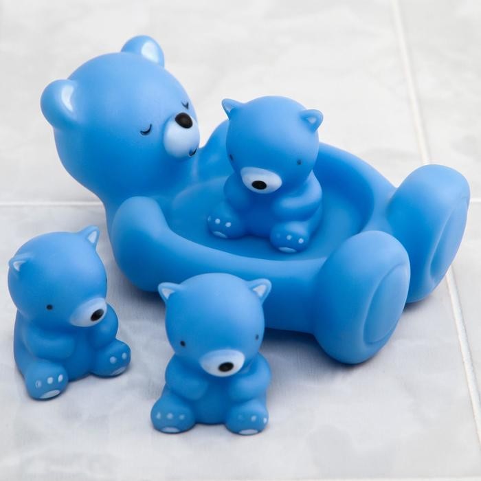 Набор резиновых игрушек с пищалкой для игры в ванной МИКС: мыльница, игрушки 3 шт. 15 см