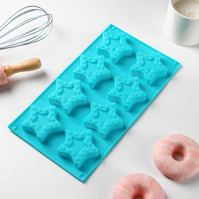 Форма для выпечки Доляна «Звёздочки», 8 ячеек, 29×16×2 см