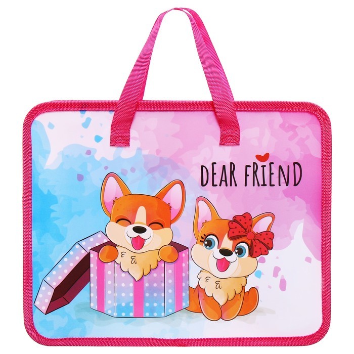 Папка с ручками пластиковая А4 Calligrata "Собачки", 32,2х25,6х7 см,