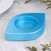 Подсвечник "Глаз. Мрамор"  из гипса, 14,5х9,5х2см,голубой