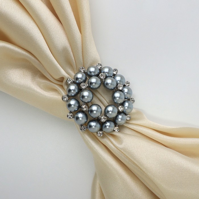 Зажим для платка «Жемчужинка», цвет серый в серебре