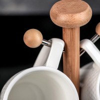 Набор кружек Доляна «Эстет», 300 мл, 4 шт, на деревянной подставке