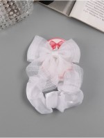 Набор для волос "Школьница" (резинка 10 см, зажим 9 см) полоски объём, белый