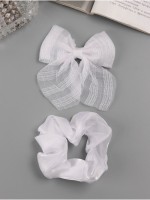 Набор для волос "Школьница" (резинка 10 см, зажим 9 см) полоски объём, белый