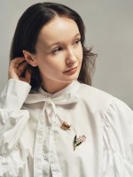 Брошь «Цветы» колокольчики, цветная в золоте