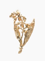 Брошь «Цветы» колокольчики, цветная в золоте