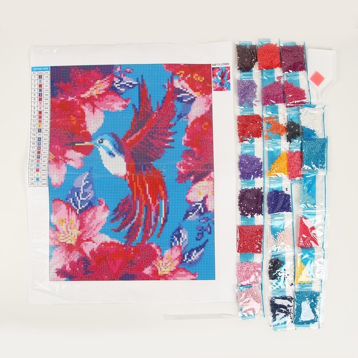 Алмазная мозаика с полным заполнением «Колибри» 30х40 см, холст, ёмкость Алмазная мозаика с полным заполнением «Колибри» 30х40 см, холст, ёмкость