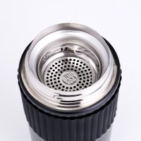 Термокружка TAKE IT EASY New design, 400 мл, сохраняет тепло 12 ч, термометр, сито, чёрная