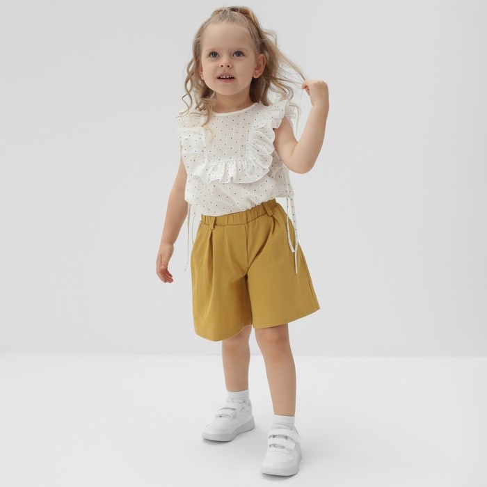 Шорты-бермуды для девочки MINAKU: Cotton collection, горчичные, рост 110 см