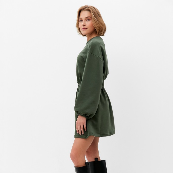 Платье с кулиской женское MINAKU: Casual Collection, хаки, размер 46