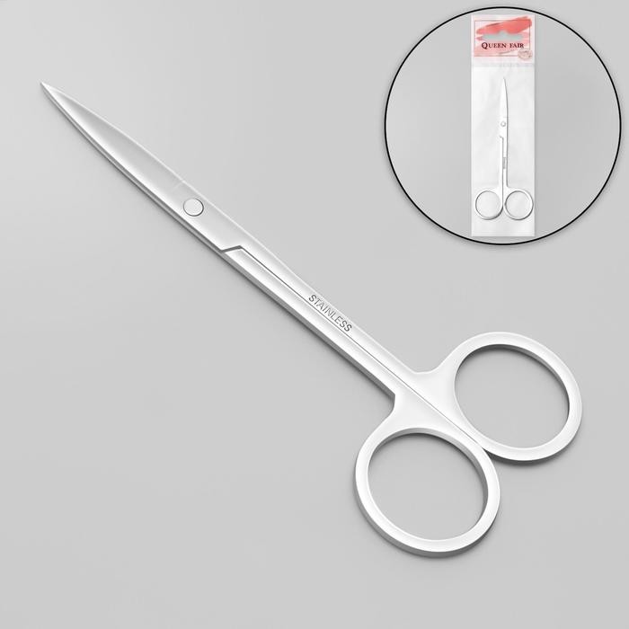 Ножницы маникюрные, прямые, широкие, 12 см, цвет серебристый