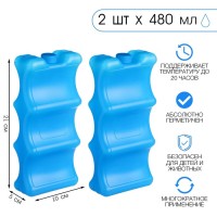 Аккумулятор холода гелевый «Мастер К», набор 2 штуки по 480 мл, хладоэлемент для термосумок, 21×10 см