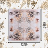 Салфетки новогодние бумажные «Шишки», 33×33 см, набор 20 шт.