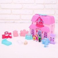 Пластиковый домик для кукол «Семья» с фигурками и аксессуарами, световые и звуковые эффекты
