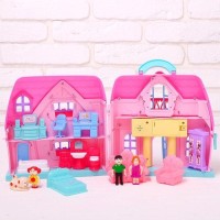 Пластиковый домик для кукол «Семья» с фигурками и аксессуарами, световые и звуковые эффекты