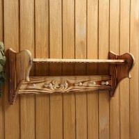 Полка - вешалка для бани и сауны, настенная, 72×23×17 см, липа, 6 крючков, «Добропаровъ»