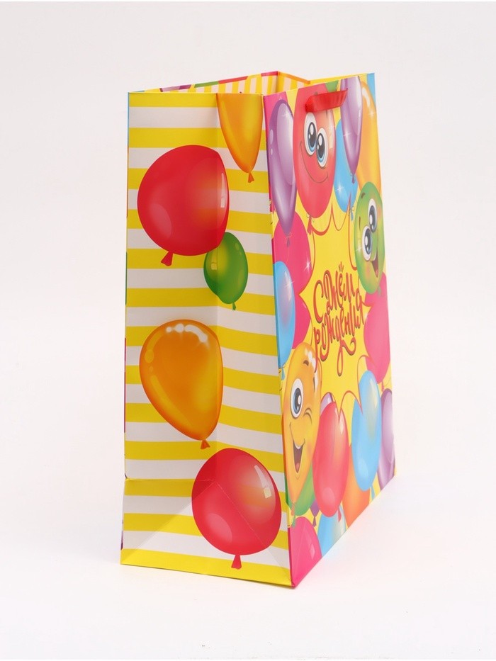 Пакет подарочный ламинированный, упаковка, «С днём Рождения!», XL 40×49×19 см