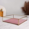 Органайзер для хранения «PINK RIPPLES», стеклянный, 1 секция, 24×24×6,5 см, прозрачный/медный/розовый