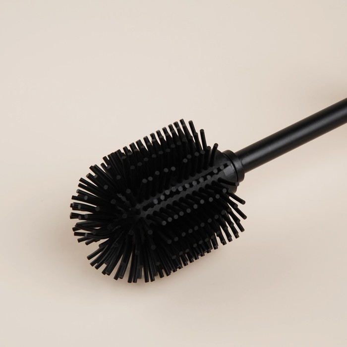 Ёршик для унитаза с подставкой SL Home, силиконовый, 9.6×9.6×39 см, бежевый