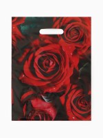 Пакет «Алые розы», полиэтиленовый с вырубной ручкой, 30×40 см, 50 мкм