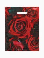 Пакет «Алые розы», полиэтиленовый с вырубной ручкой, 30×40 см, 50 мкм