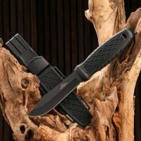 Нож тактический «Альфа», 23 см, клинок 110 мм/3 мм, со стеклобоем, черный