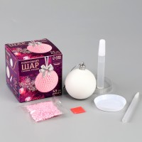 Ёлочный шар своими руками на новый год. Декор полубусинами «Розовый», набор для творчества