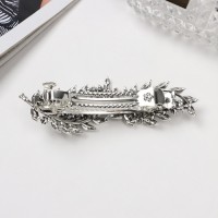 Заколка-автомат для волос "Шерри" листья, 10 см, серебро