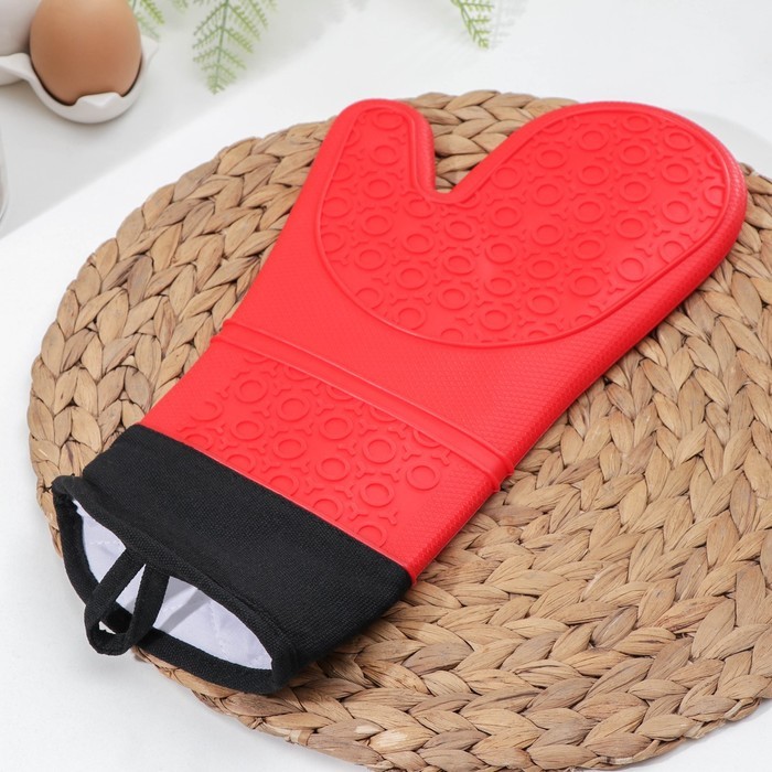 Рукавица для горячего с манжетой Доляна «Профи», 38×18 см, цвет МИКС