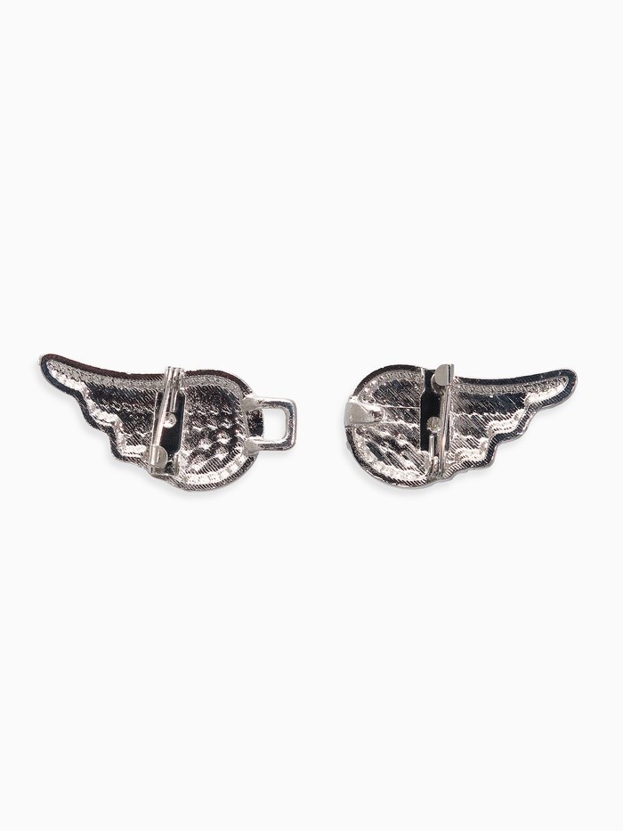 Зажим для кардигана «Ажур. Крылья», белый в серебре