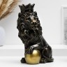 Копилка для денег «Лев с короной и шаром сидит», гипс чёрный с позолотой, 23 см