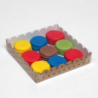 Коробочка для печенья с PVC крышкой "Горох", белая, 15 х 15 х 3 см