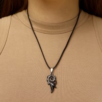 Кулон унисекс «Дракон» пламя, цвет серый на чёрном шнурке, 44 см