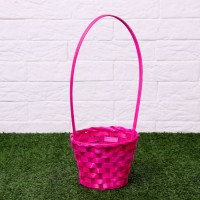 Корзина плетёная, бамбук, розовая