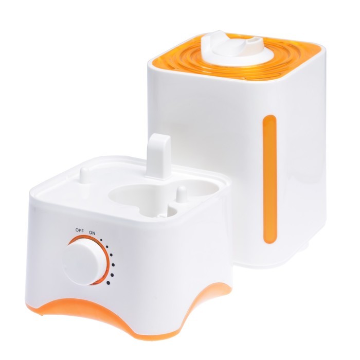 Увлажнитель воздуха Luazon LHU-05, ультразвуковой, 25 Вт, 3 л, 30 м², бело-оранжевый