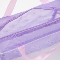 Косметичка-сумка на молнии для бассейна, с ручками, с принтом «Подсолнух», сиреневая