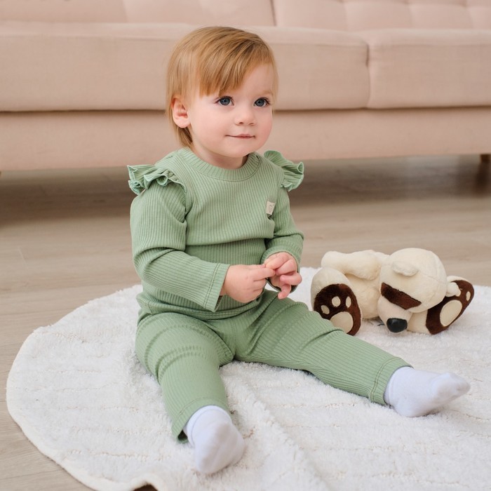 Костюм для девочки (джемпер, легинсы) «Крошка Я» BASIC LINE, рост 62-68 см, зелёный