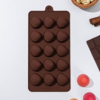 Форма для льда и кондитерских украшений Доляна «Ракушки», 20,5×10,5 см, 15 ячеек, цвет шоколадный