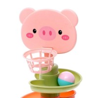 Развивающая пирамидка "Попади в корзину", 8 элементов, цвет розовый