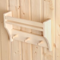 Полка - вешалка для бани и сауны, 32×21.5×7 см, деревянная, 3 крючка, «Добропаровъ»