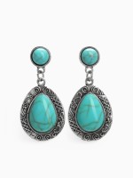 Серьги «Бирюзовый мир» капля, голубые в чернённом серебре