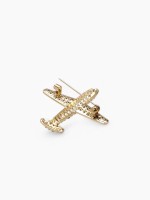 Брошь «Самолёт» туристический, цвет белый в золоте