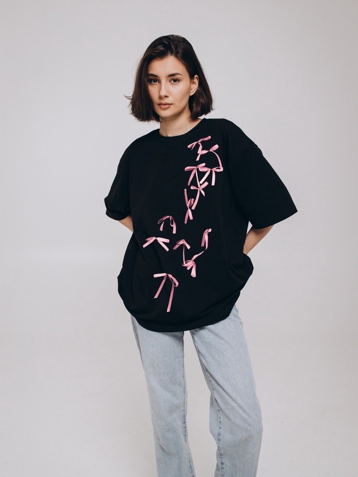 Брошь «Бантик», розовая в серебре